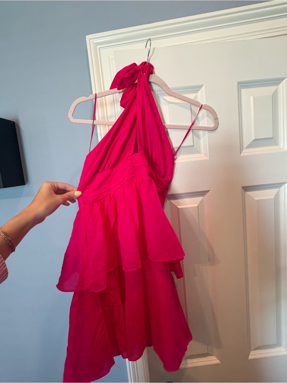 Amanda Uprichard Hot Pink Halter Ruffle Dress